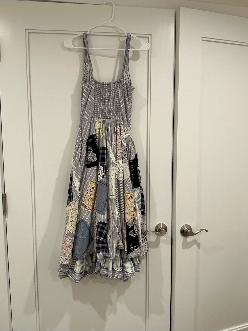 Pilcro Patchwork Midi Dress in Gray with Floral Accents - Picture 5 of 8
